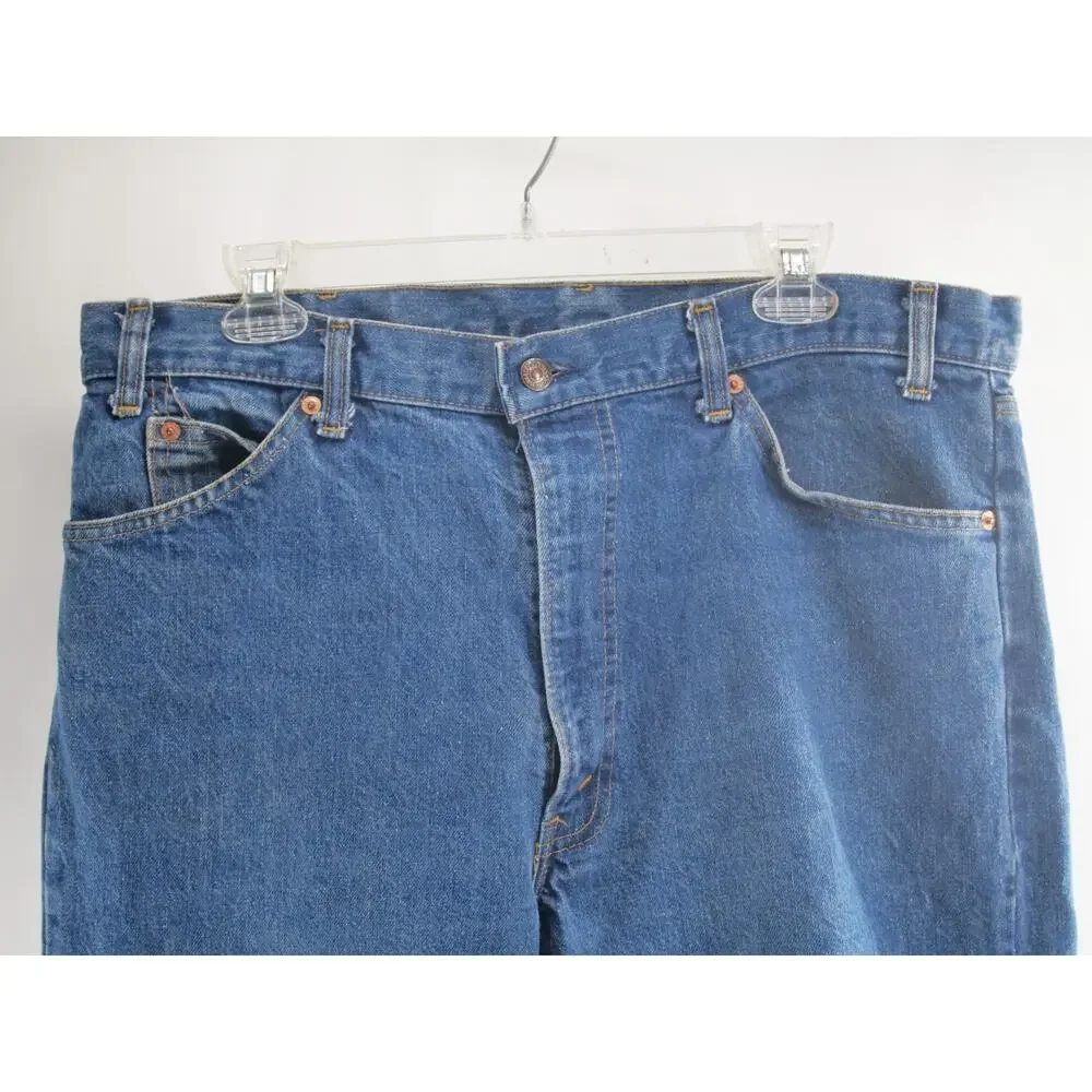 Vintage 1980 Levis 505 USA Denim Jeans Mens 38x34 Fits 30.5L Distressed Hems 8